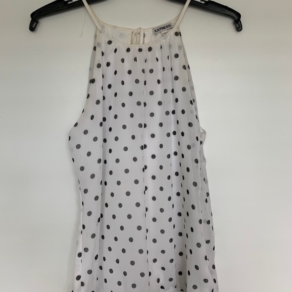 Black/white polka dotted Express tank/halter top